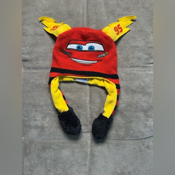 Kids Lightning McQueen Red and Yellow Winter Hat - Picture 1 of 7